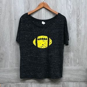 Black Marled Distressed Yellow Football Loose Fit